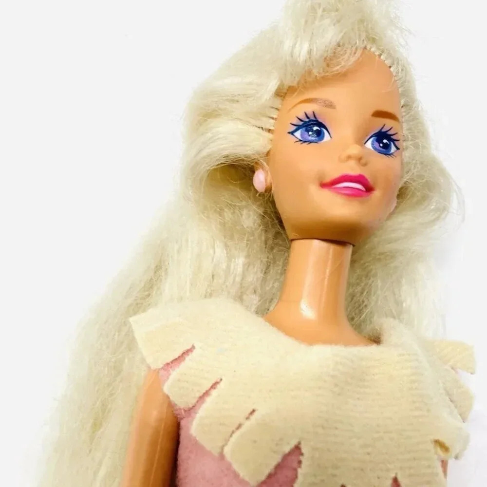 MATTEL BARBIE Doll Long Blond Hair Purple Eyes Pink Dress 12" Tall - Picture 11 of 11